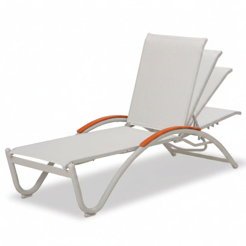 Telescope Casual Helios Sling Aluminum Outdoor Lay-Flat Stacking Chaise