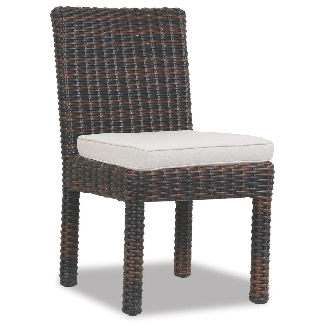 Sunset West Montecito Aluminum Outdoor Armless Dining Chair in Canvas Flax w/ Self Welt
