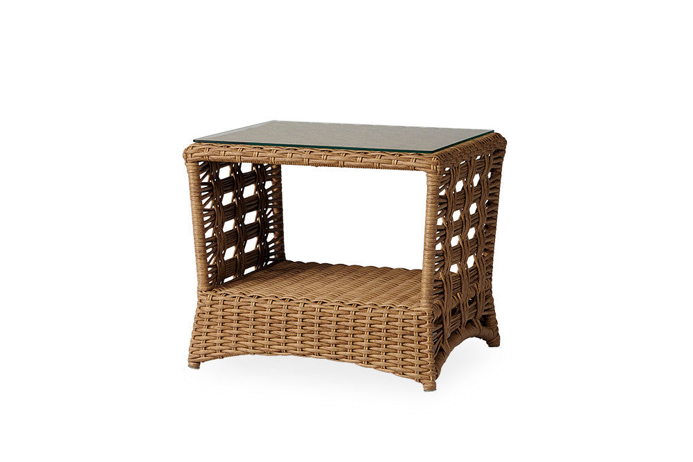 Lloyd Flanders Magnolia Woven Vinyl Outdoor 24.75" Rectangular End Table