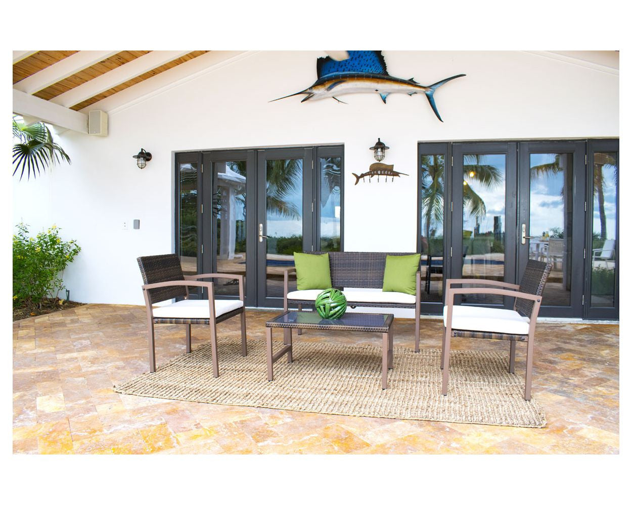 Hospitality Rattan Andros 4 PC Patio Settee