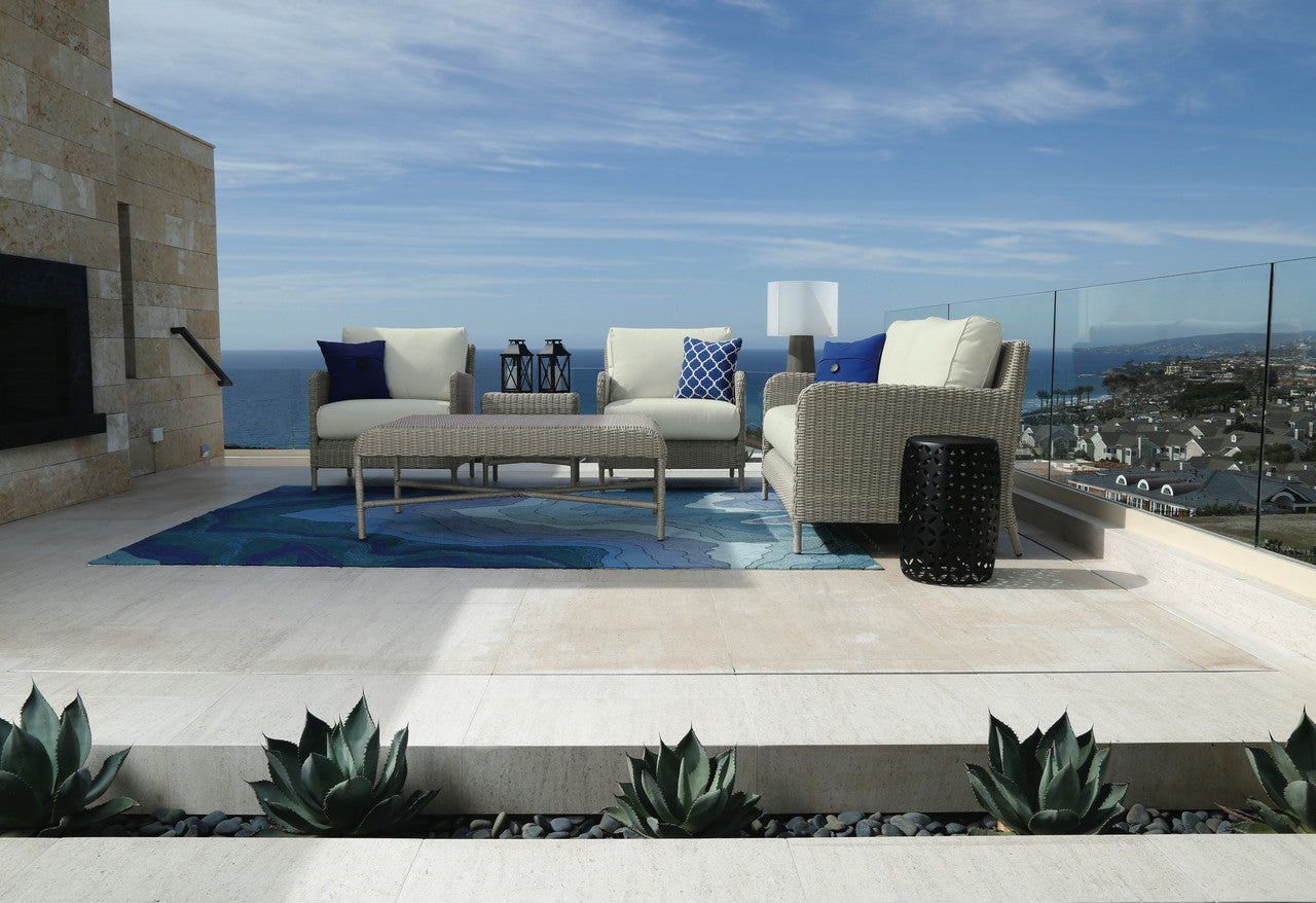 Sunset West Manhattan Loveseat With Club Chairs, Coffee Table And End Table