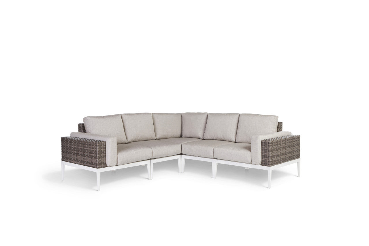 South Sea Rattan Stevie 5-Piece Aluminum Outdoor Bolster Sectional Set