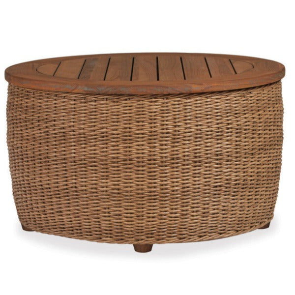 Lloyd Flanders Tobago Woven Vinyl & Teak Outdoor 36" Round Cocktail Table