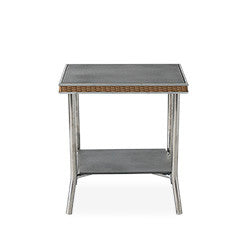 Lloyd Flanders Visions Wicker Outdoor 20" Square End Table with Charcoal Glass