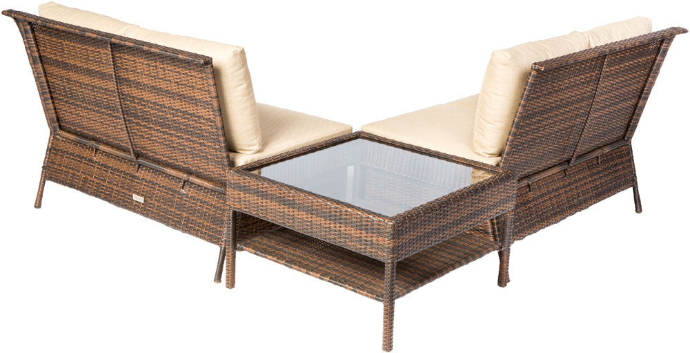 Alfresco Home Logan 3 Piece Deep Seating Wicker Sectional Set