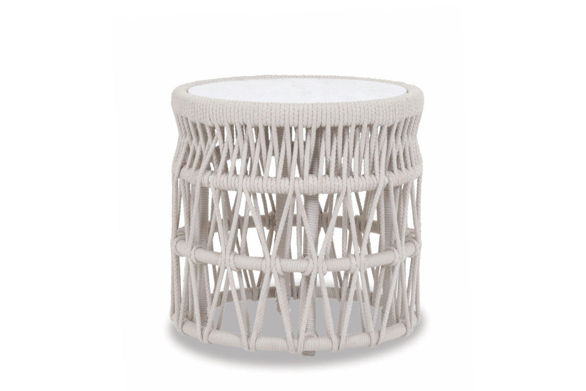 Sunset West Dana Aluminum Outdoor End Table with Honed Carrara Marble Top
