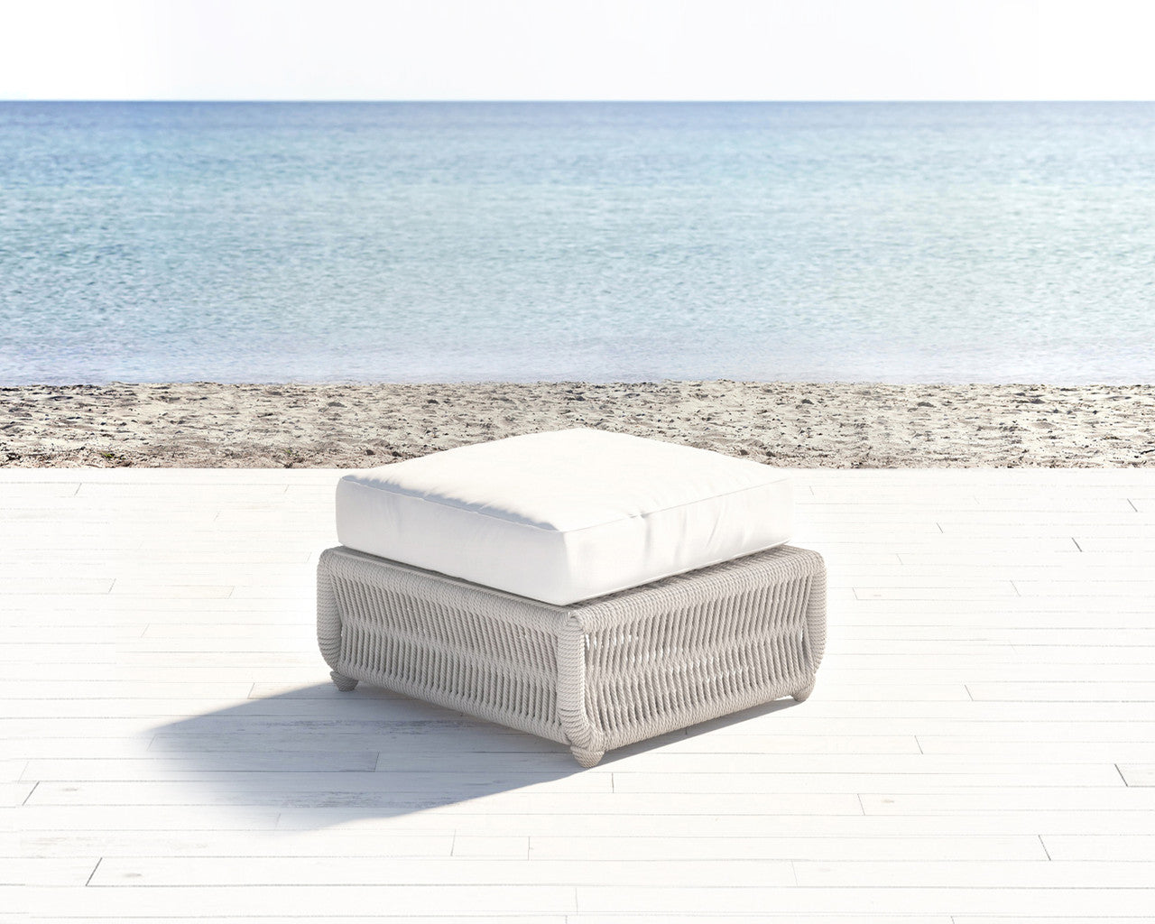 Sunset West Dana Rope Aluminum Outdoor Ottoman