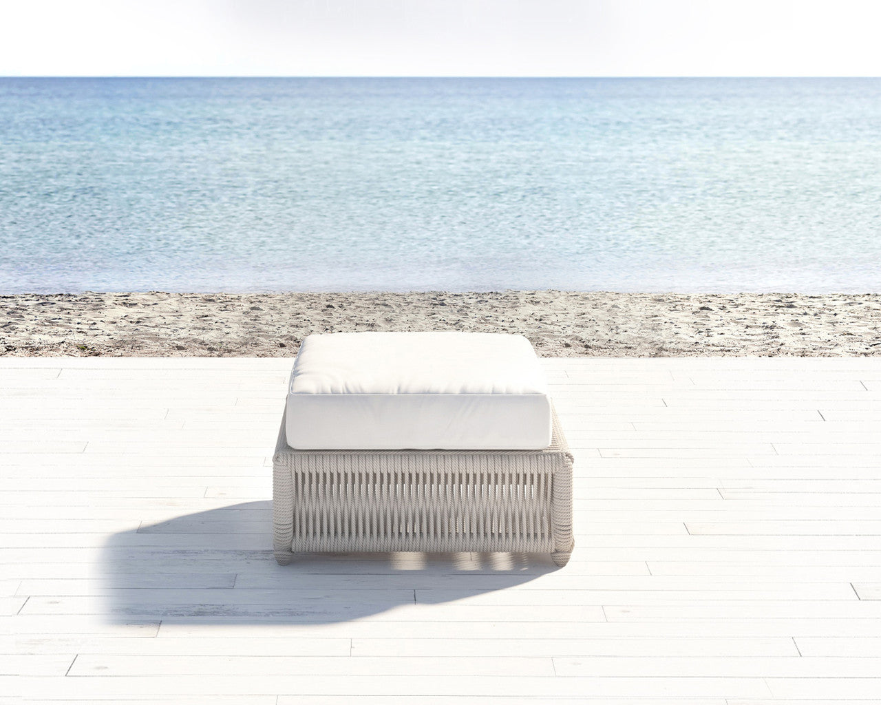 Sunset West Dana Rope Aluminum Outdoor Ottoman