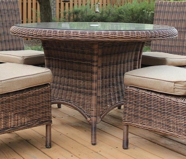 South Sea Rattan Del Ray Round Resin Wicker Dining Table