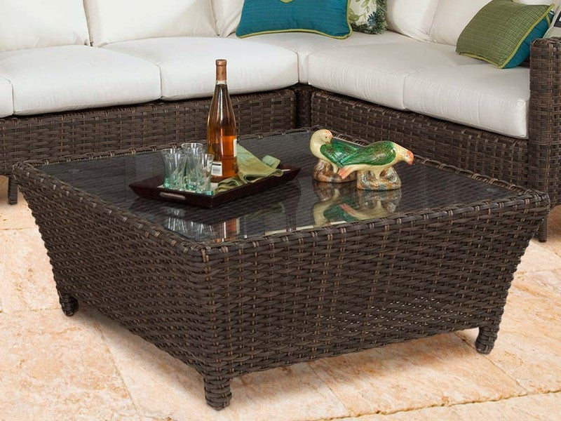 South Sea Rattan Panama Wicker Outdoor Square Chat Table