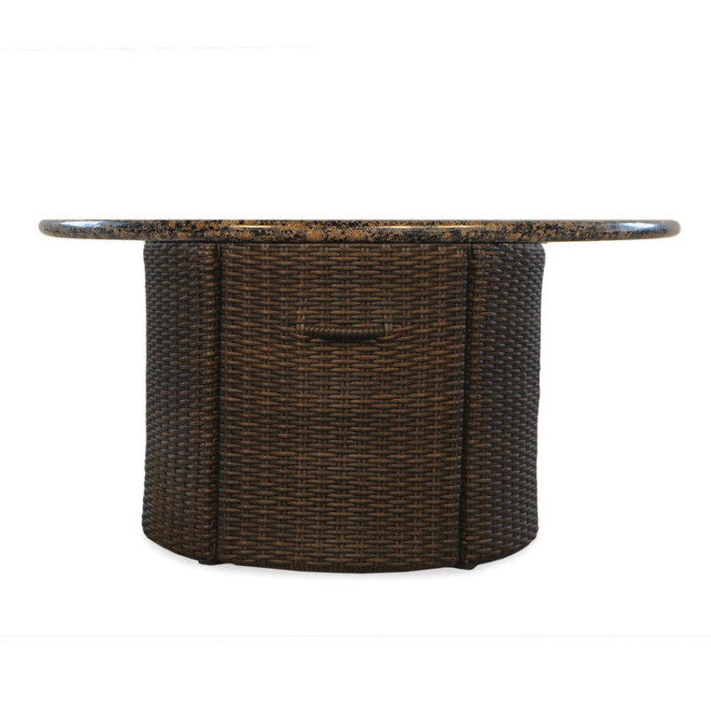 Lloyd Flanders Mesa Woven Vinyl Outdoor 6‑Person Curved Sectional Set with Fire Table