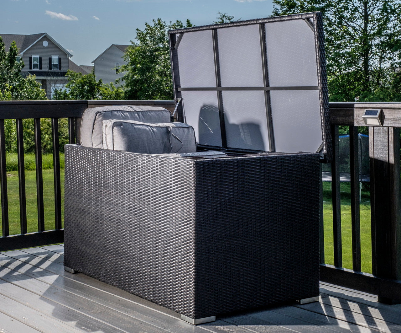 Alfresco Home Sicuro Wicker Cushion Storage Box w/ Hydraulic Lid