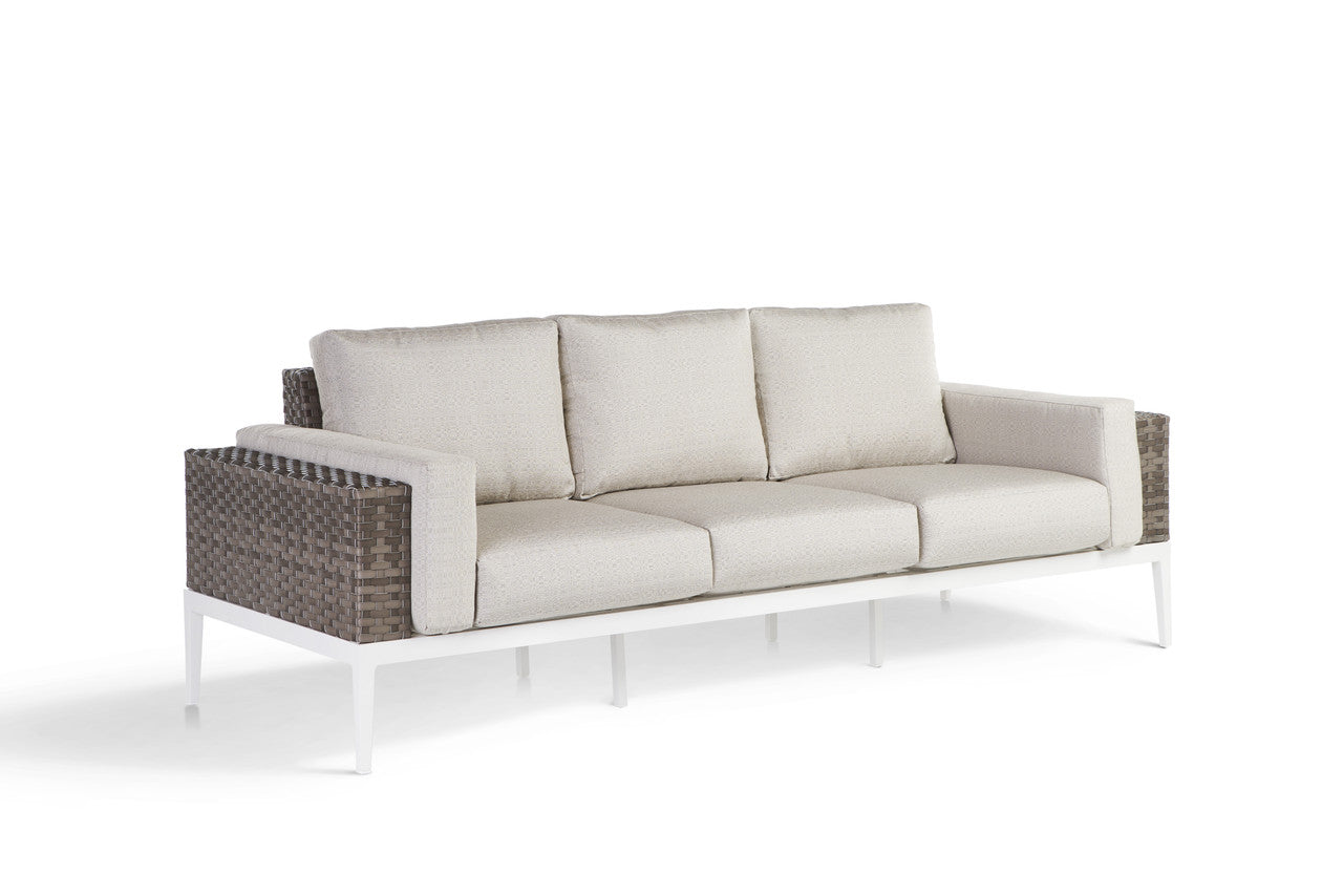 South Sea Rattan Stevie Aluminum Outdoor Sofa With Arm Bolsters