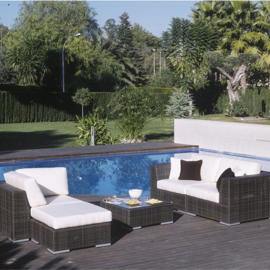 Hospitality Rattan Atlantis Wicker Outdoor 3-Person Modular Sectional Deep Seating Set