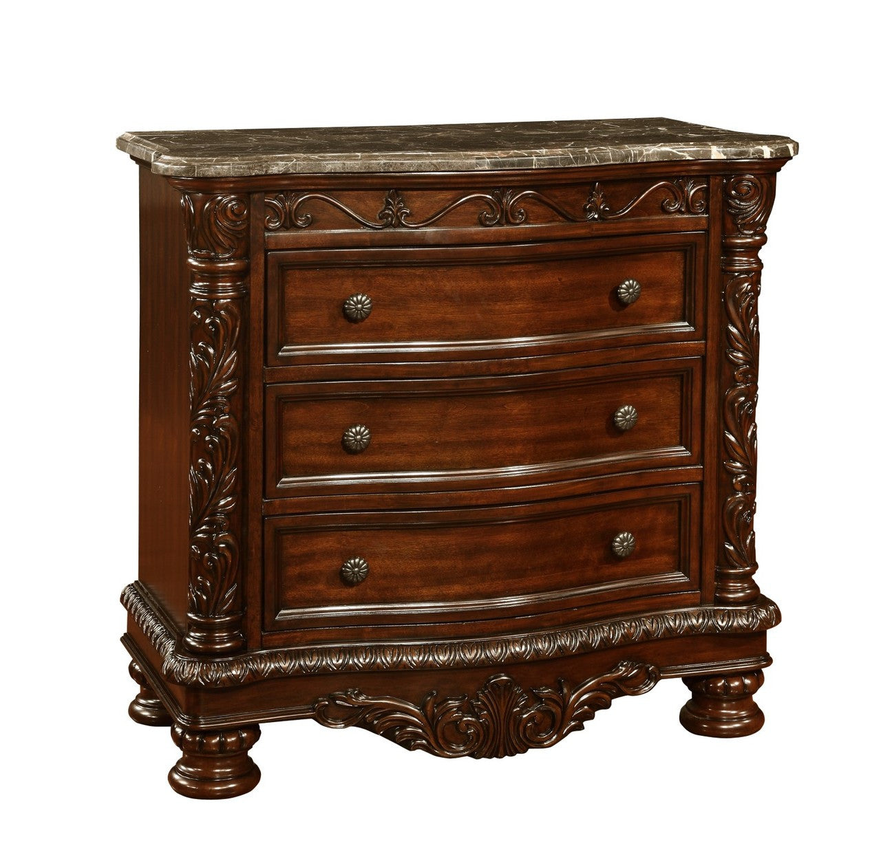Oasis Home Patterson 3 Drawer Nightstand With Marble Top