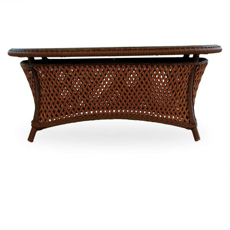 Lloyd Flanders Grand Traverse Wicker Outdoor 43" Oval Cocktail Table with Lay‑On Glass