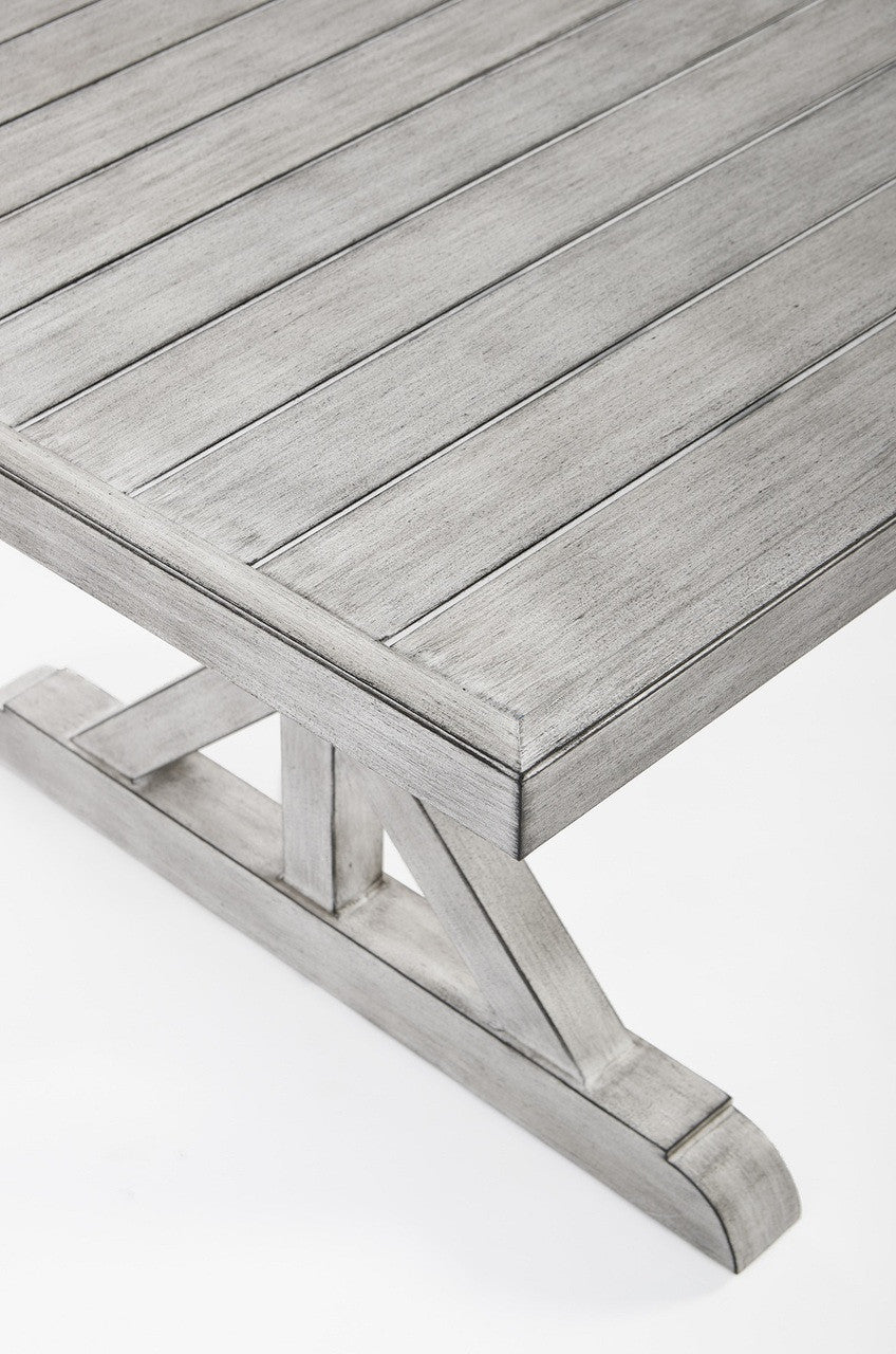 South Sea Rattan Dover Hand-Brushed Extruded Aluminum Outdoor Dining Table