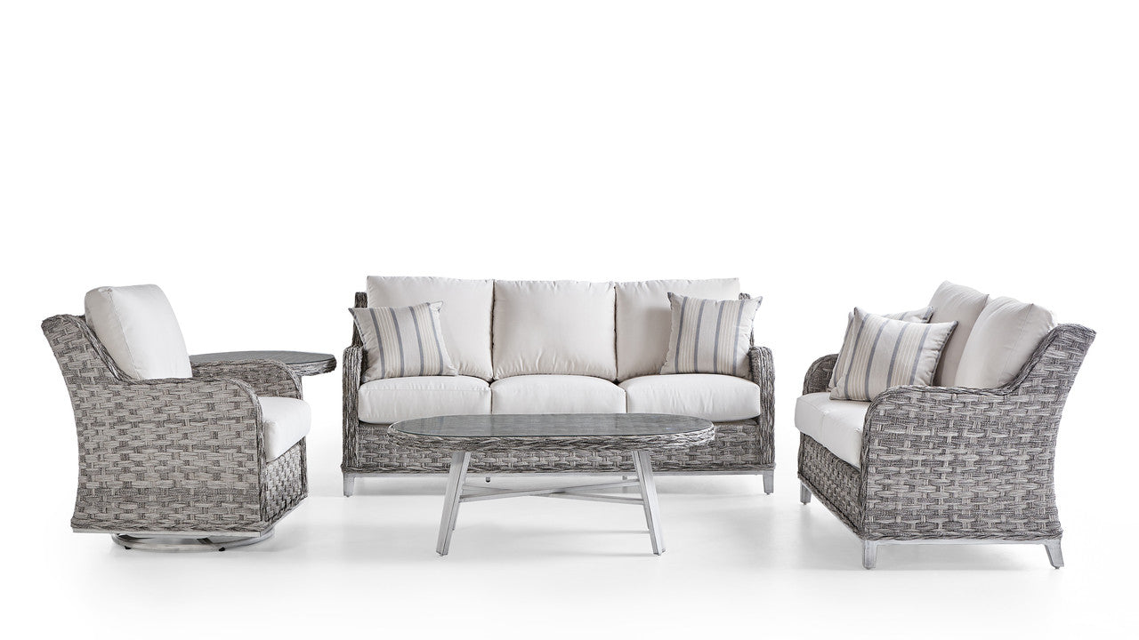 South Sea Rattan Grand Isle Wicker Outdoor 6-Person Patio Set With Glider