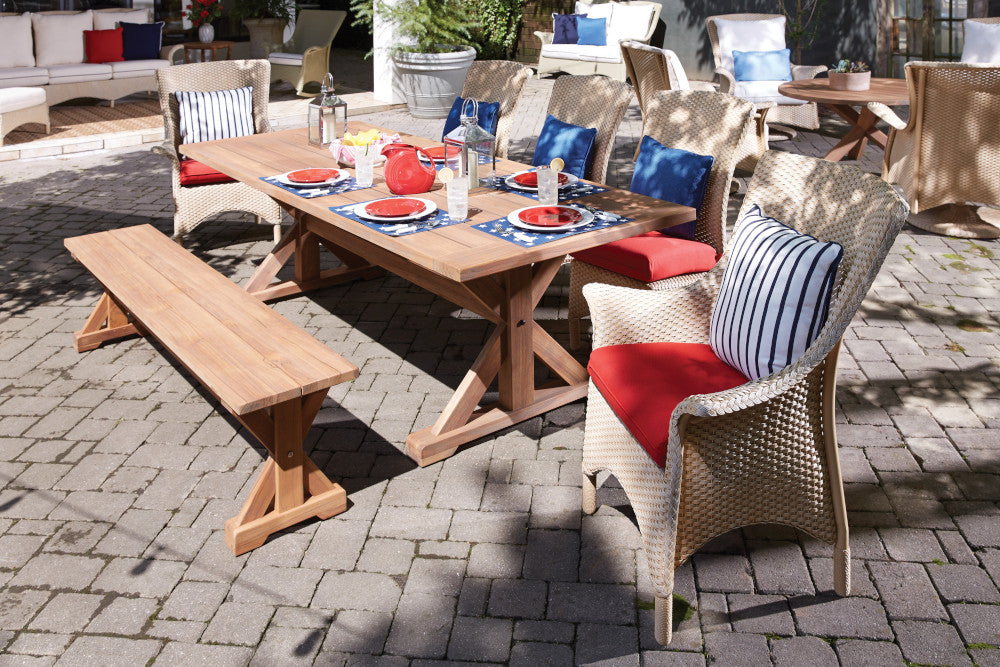 Lloyd Flanders Teak Outdoor 79" Dining Bench