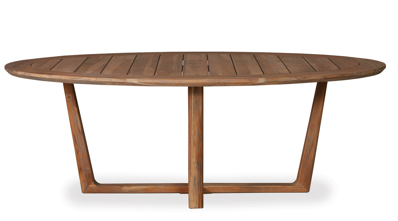 Lloyd Flanders Tobago 7 Piece Teak And Woven Vinyl Oval Dining Set