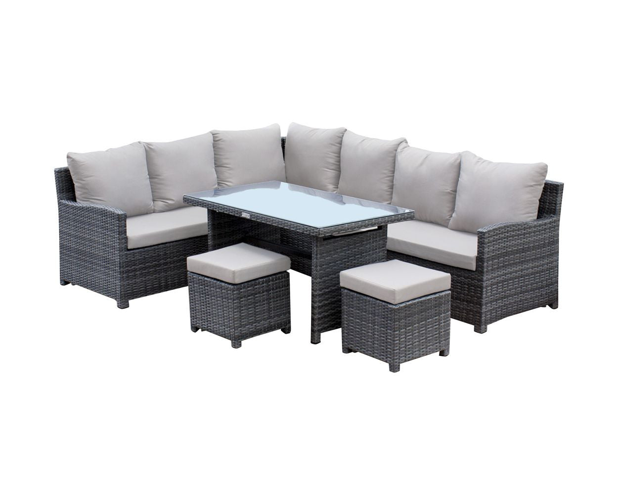 Hospitality Rattan Ultra 5 PC Sectional Aluminum Woven Dining Set with Cushions