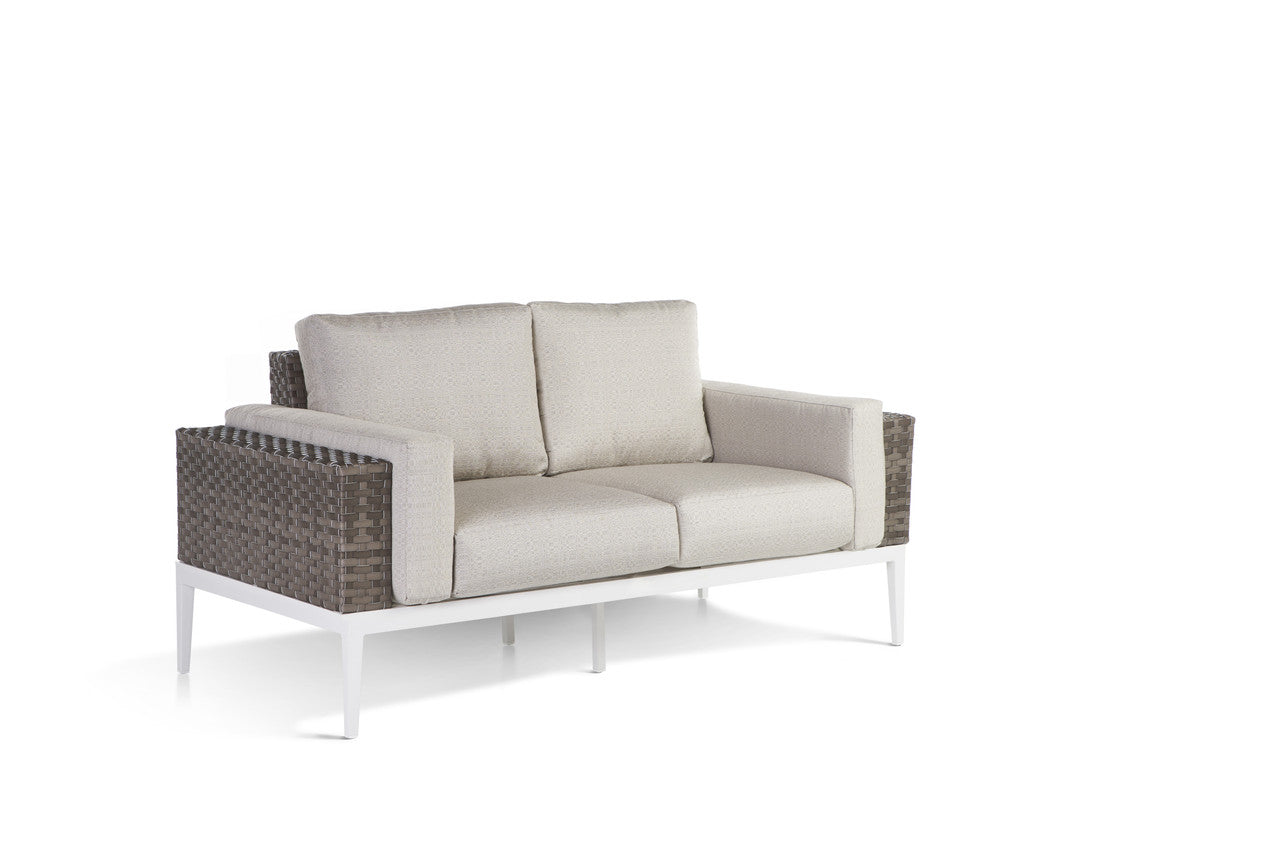 South Sea Rattan Stevie Wicker Loveseat With Arm Bolsters