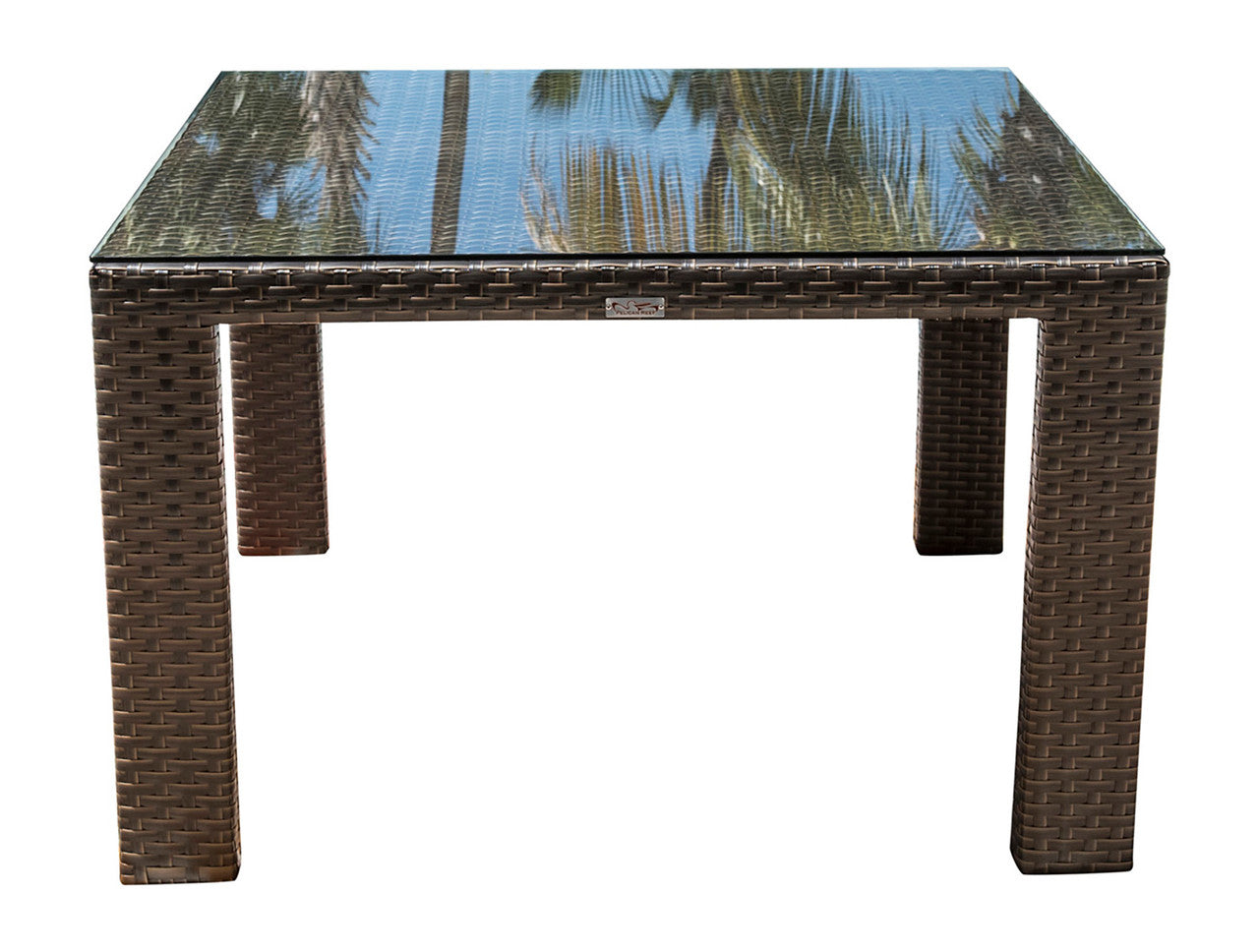 Hospitality Rattan Fiji Square Woven Dining Table w/ Glass