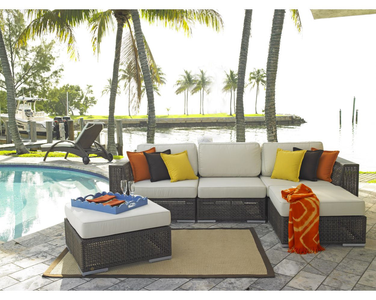 South Sea Outdoor New Java 3-Piece Outdoor Sectional Set w/ Square