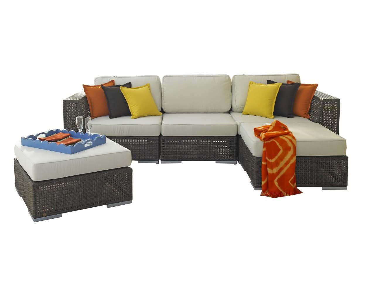 Hospitality Rattan Atlantis Wicker Outdoor 3-Person Modular Sectional Set