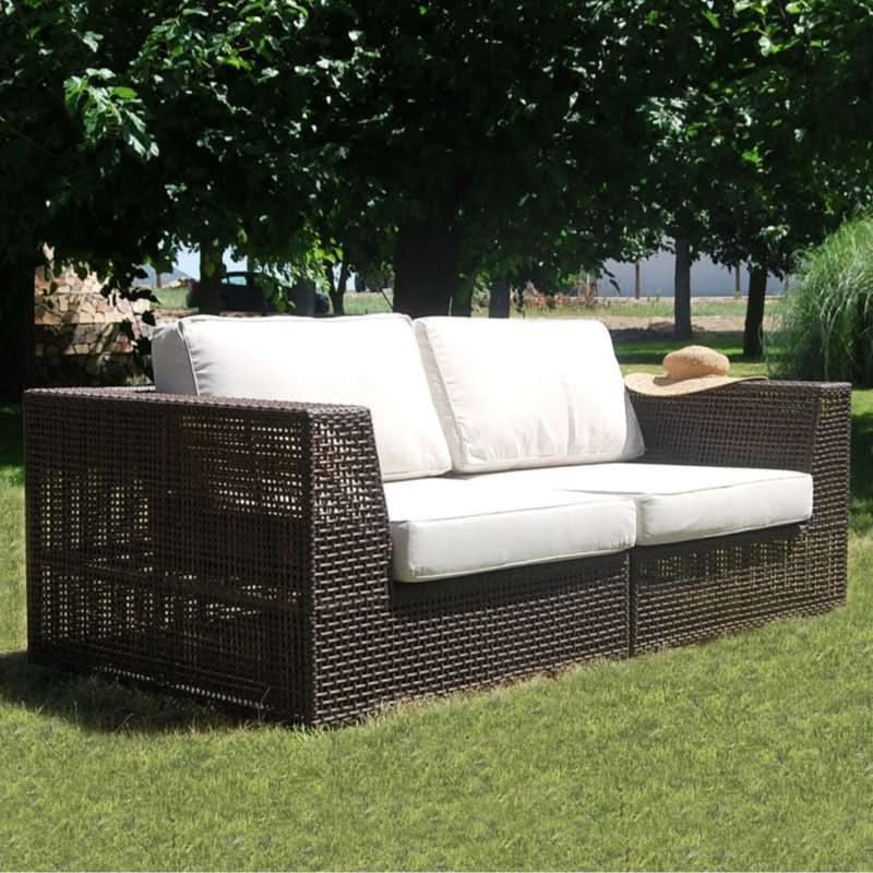 Hospitality Rattan Atlantis Wicker Outdoor 2-Person Modular Loveseat