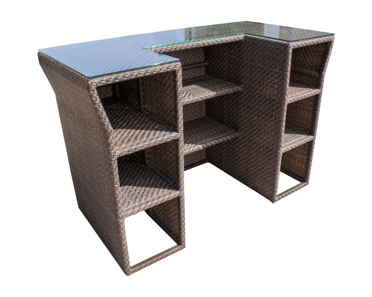 Hospitality Rattan Atlantis Wicker Outdoor Bar with Glass Top