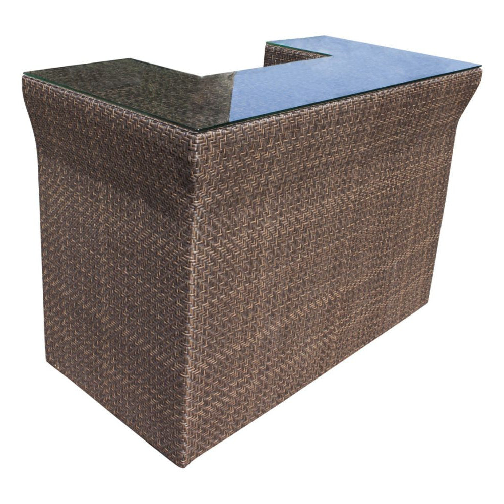 Hospitality Rattan Atlantis Wicker Outdoor Bar with Glass Top
