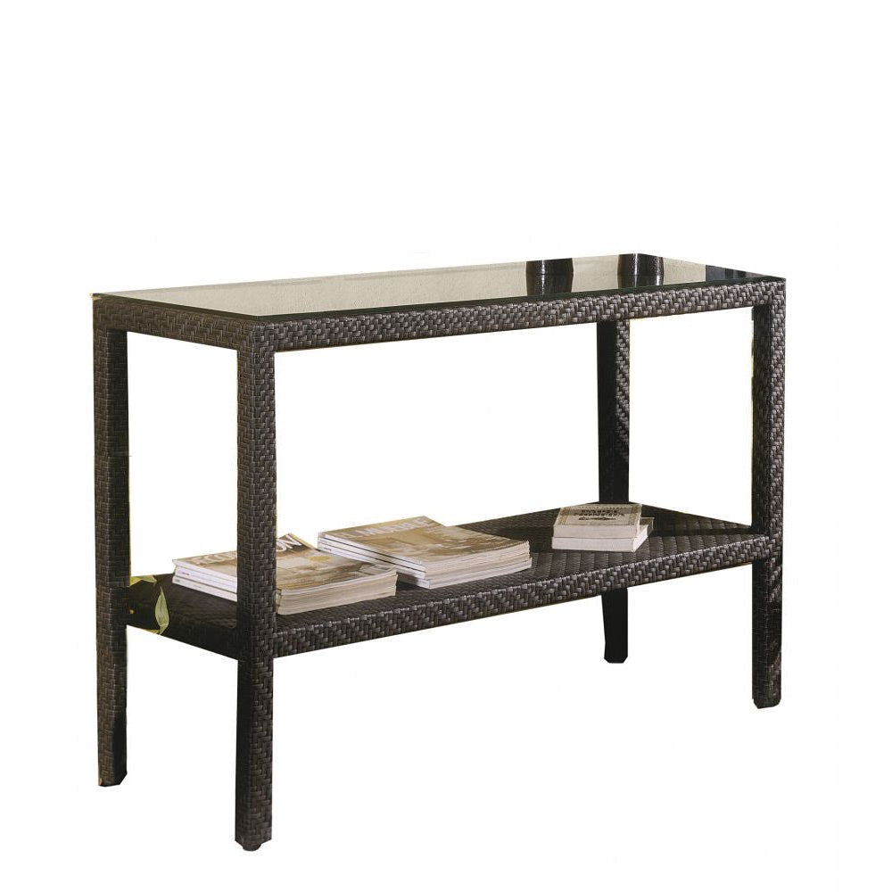 Hospitality Rattan Atlantis Wicker Outdoor Console with Glass