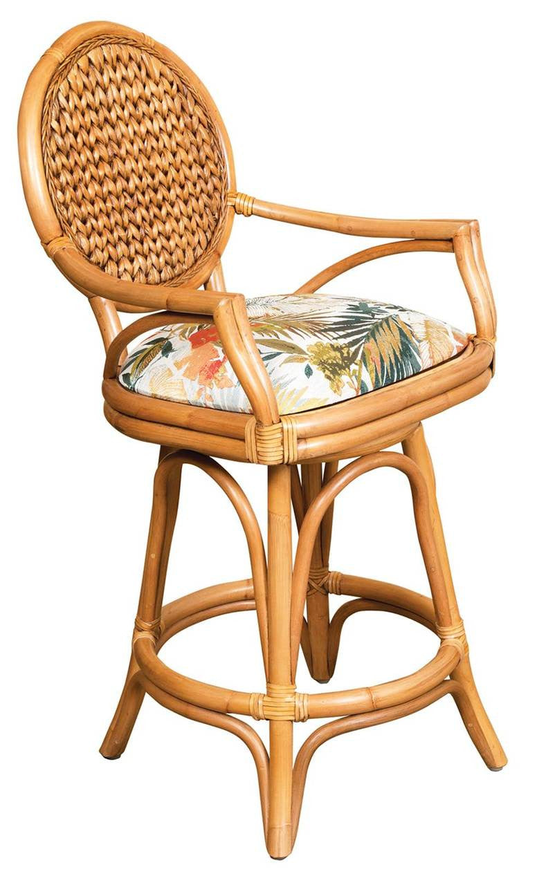 Alexander & Sheridan Bahama 24" Rattan Indoor Bar Stool