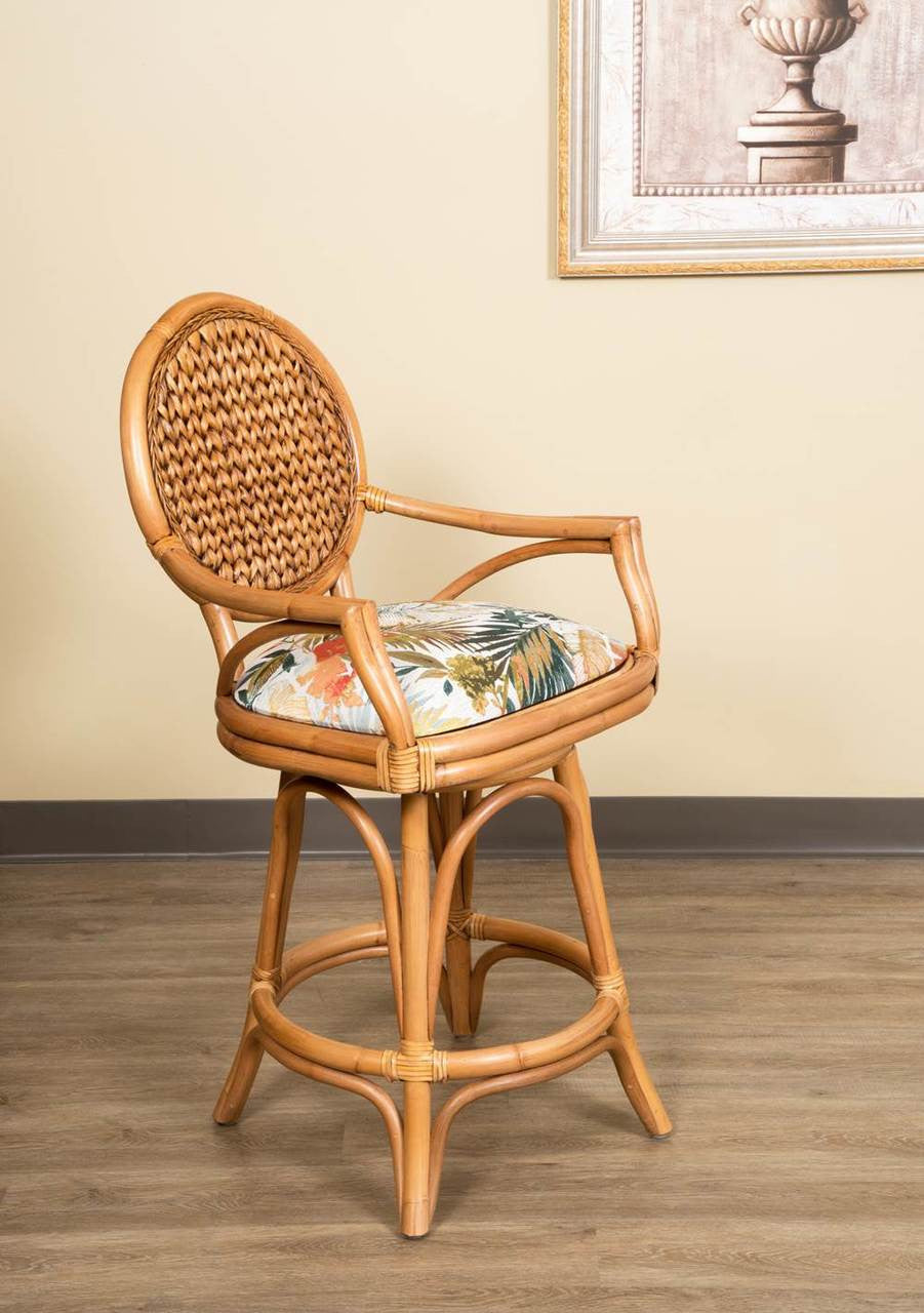 Alexander & Sheridan Bahama 24" Rattan Indoor Bar Stool