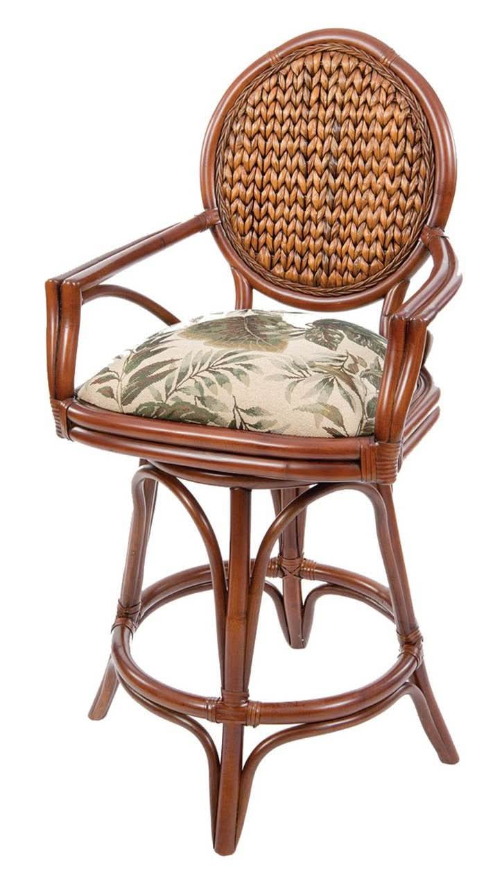 Alexander & Sheridan Bahama 24" Rattan Indoor Bar Stool with Cushion