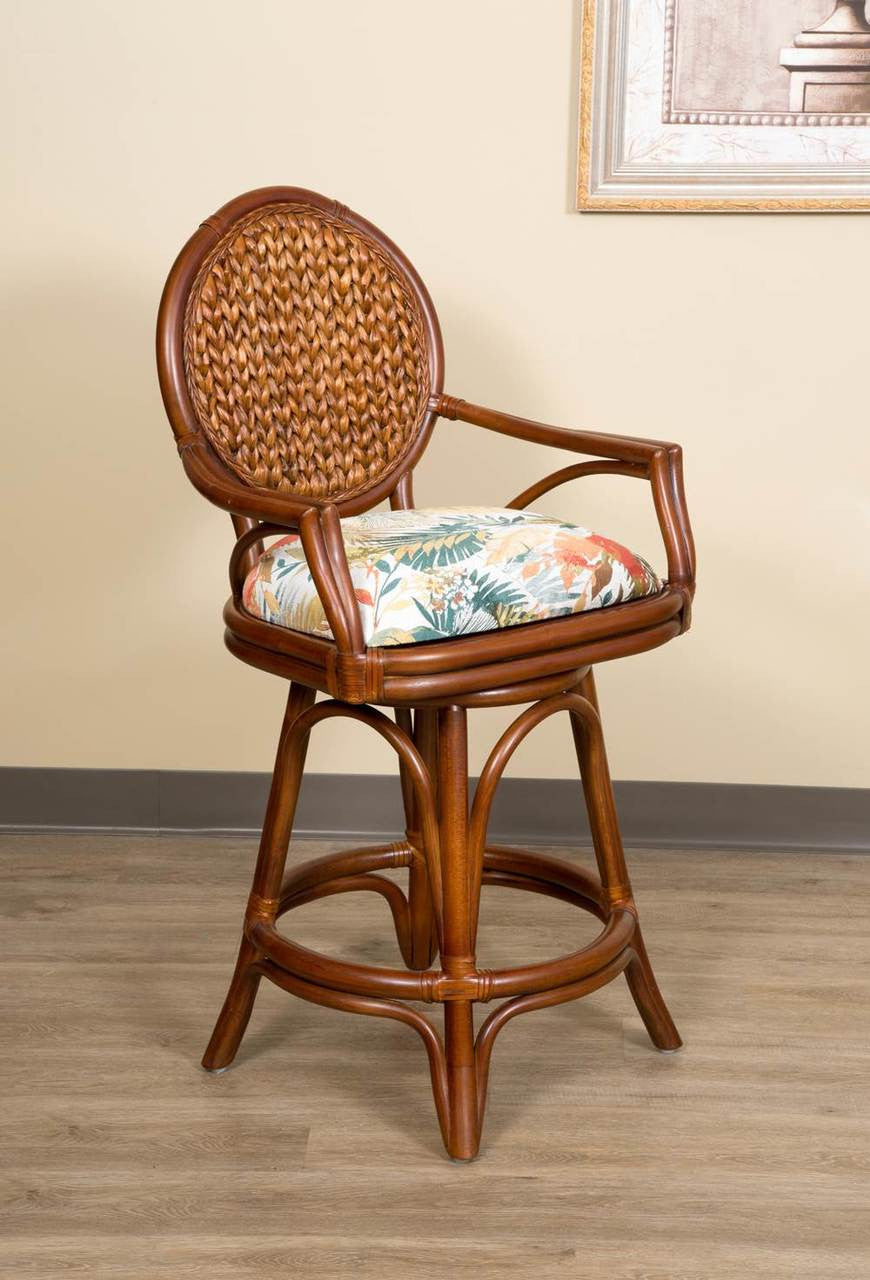 Alexander & Sheridan Bahama 24" Rattan Indoor Bar Stool
