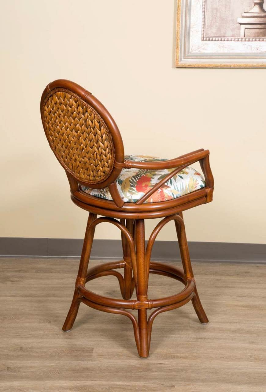 Alexander & Sheridan Bahama 24" Rattan Indoor Bar Stool with Cushion