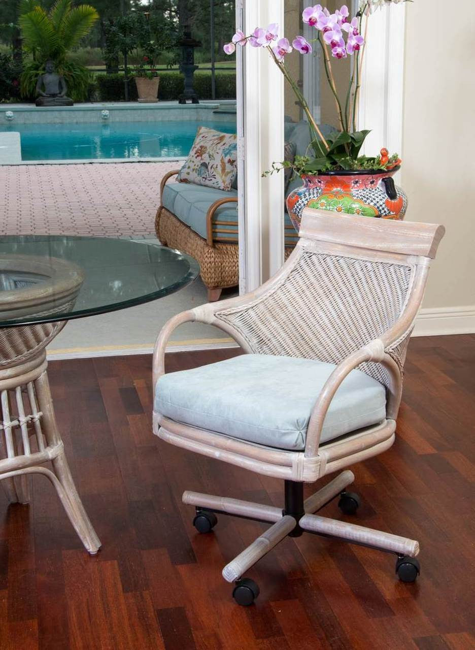 Alexander & Sheridan Bermuda Rattan Indoor Tilt Swivel Caster Dining Chair
