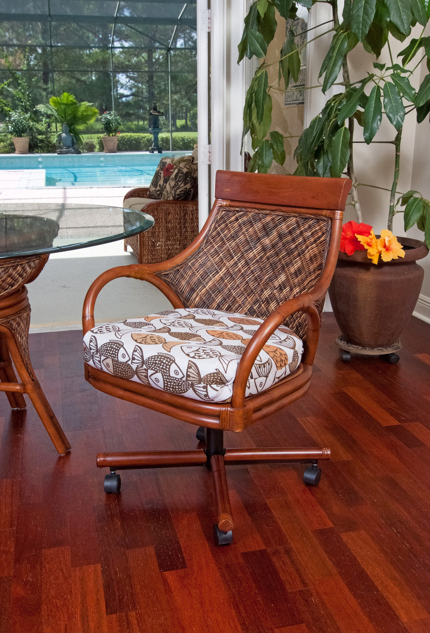 Alexander & Sheridan Bermuda Rattan Indoor Tilt Swivel Caster Dining Chair