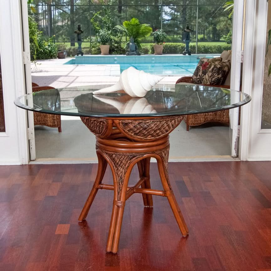 Alexander & Sheridan Bermuda Natural Rattan Indoor 4-Person Dining Set with Cushions