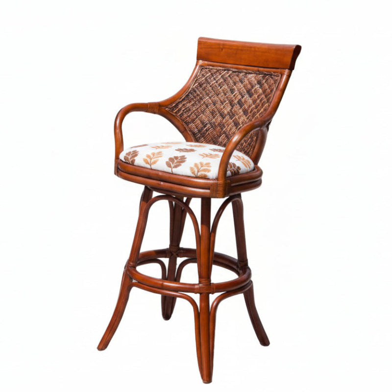 Alexander & Sheridan Bermuda Natural Rattan Indoor 30" Bar Stool with Cushion