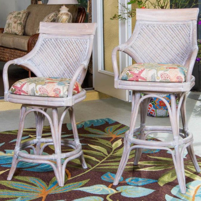 Alexander & Sheridan Bermuda Rattan Indoor 24" Bar Stool