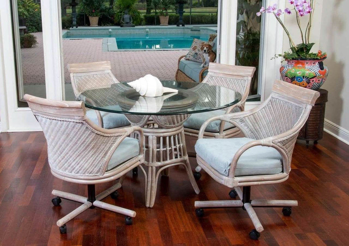 Alexander & Sheridan Bermuda Natural Rattan Indoor 4-Person Dining Set with Cushions