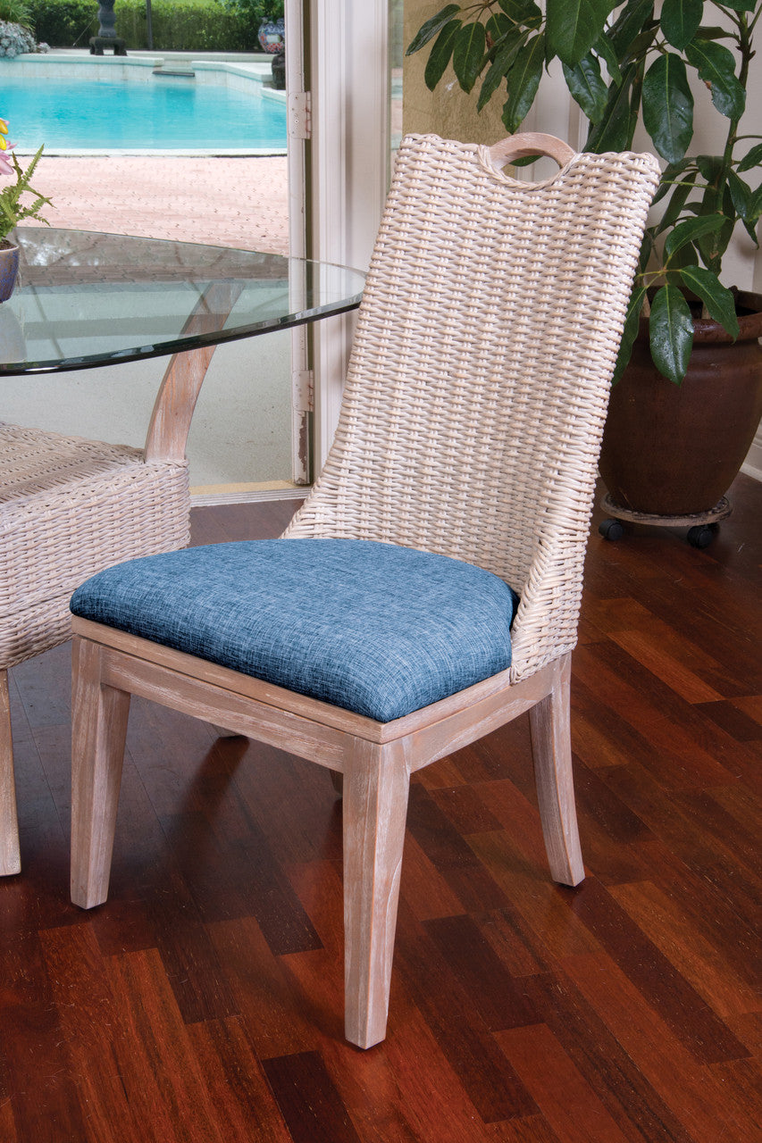 Blue rattan dining chairs best sale