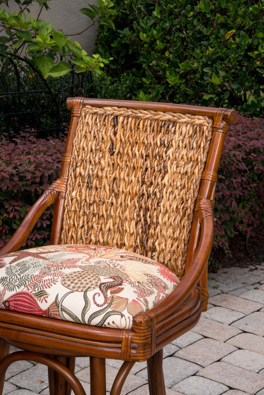 Alexander & Sheridan Balboa 24" Rattan Indoor Bar Stool with Cushion