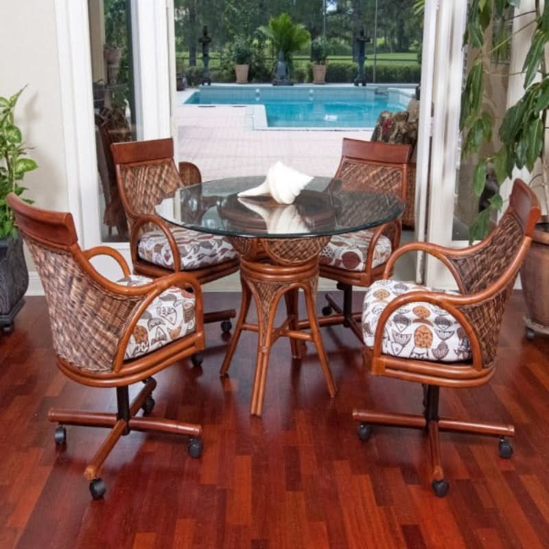 Alexander & Sheridan Bermuda Natural Rattan Indoor 4-Person Dining Set with Cushions