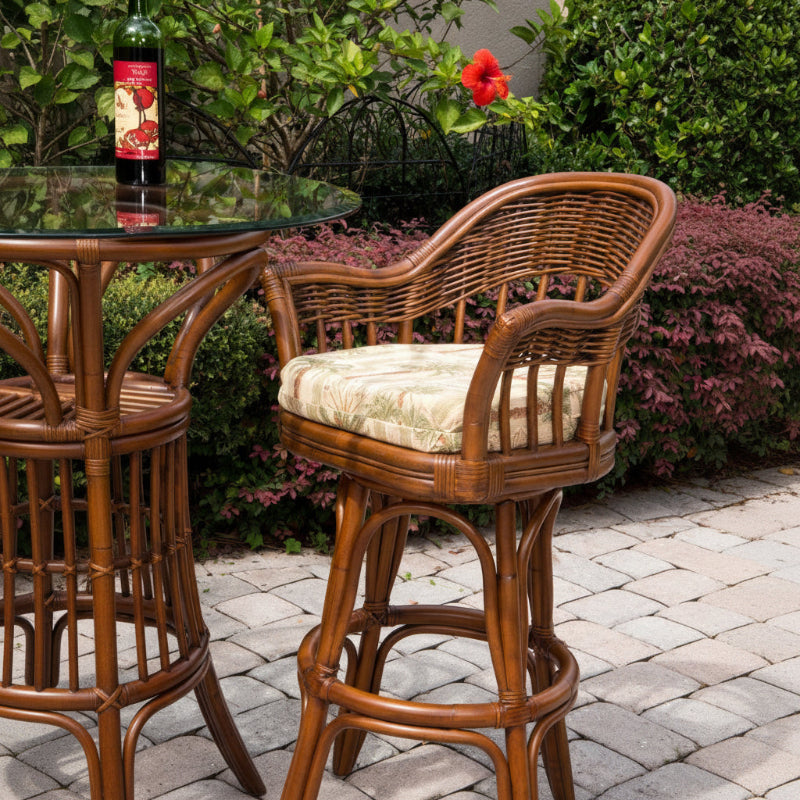 Alexander & Sheridan Bridgeport Natural Rattan Indoor 2-Person Pub Set with Cushions