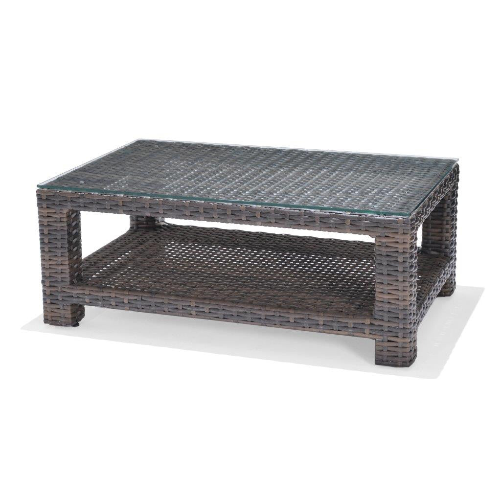Forever Patio Brookside Wicker Rectangle Coffee Table With Glass Top