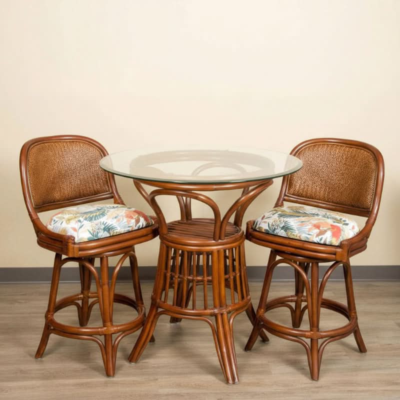 Alexander & Sheridan Cayman Rattan Indoor 2-Person Counter Set with Cushions